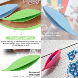 artonezt 4 Pcs Colorful Plastic Tatting Shuttles + 2 Pcs Needle Threaders Craft Tools Sewing Kit image 3