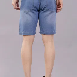 nivasu Solid Men Light Blue Denim Shorts image 2