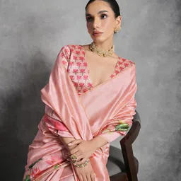 VISHNU WEAVES Floral Zari Tussar Saree image 3