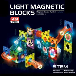 kiditos Light Magnetic Tiles Blocks Marble Run Ball Toy for Ages 3+ (49 PCS) STEM Toys-picture-18