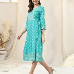 mirchi fashion Block Print A-Line Kurta image 3