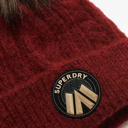 superdry Women Cable-Knit Fur-Pom Beanie image 3