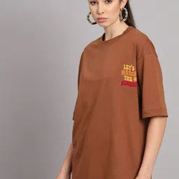 Imsa Moda Typography Printed Cotton Oversized Longline T-shirt image 3