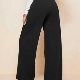 BROADSTAR Women Classic Straight Fit High-Rise Easy Wash Parallel Trousers image 2