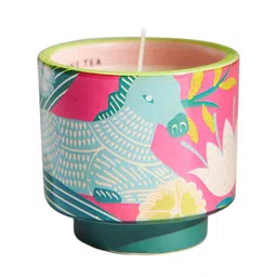 Chumbak Blue & Pink Small Ceramic White Lily Scented Jar Candle image 3