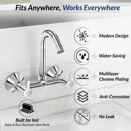 plantex Sink Mixer for Kitchen/Hot & Cold Water Mixer with Teflon Tape & Wall Flange Mixer Faucet image 5