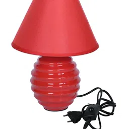 TAYHAA Red Textured Ceramic Classic Table Lamp image 5