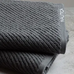 Nautica Set Of 2 Grey Solid Pure Cotton 600 GSM Bath Towels image 5