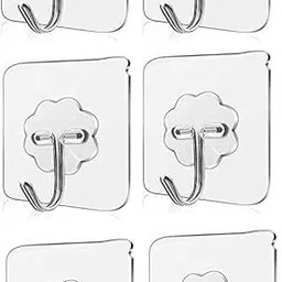 housecarein PVC Transparent Hooks for Bathroom Without Drill, FLOWER pack of 6 Hook 6-picture-47