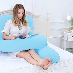 ag pro comfort Ultra Soft U-Shaped Body Maternity Pillow with Cotton Zippered Cover Polyester Fibre Solid, Stripes Pregnancy Pillow Pack of 1 image 5