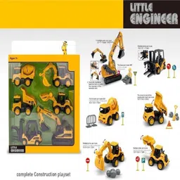 ktrs Unbreakable Engineering Set in Crane,Loader,Cement Mixture,Dump Truck,JCB,Forklift Loader and Other Tools Toys Pretend Play Toys for Girls/Boys Frictin Power Toy Truck Vehicles Kit for Kids image 3