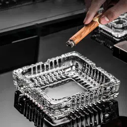 piru Glass Ashtray for Cigars Cigarettes Ash Tray for Men Outdoor Use Clear Glass Ashtray-picture-18