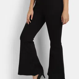 Next One Women Relaxed Straight Leg Flared High-Rise Easy Wash Bootcut Trousers image 4