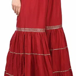 houseofcommon Women Regular Fit Maroon Viscose Rayon Trousers image 3