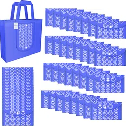 Pack of 48 Smile Print Foldable Grocery/Shopping Bags For Women | Dark Blue-image-21