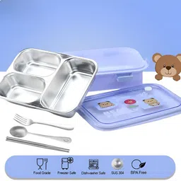 narv Bear Bento Lunch Box – Safe, Durable, Leakproof for Kids and Toddlers 3 Containers Lunch Box image 2