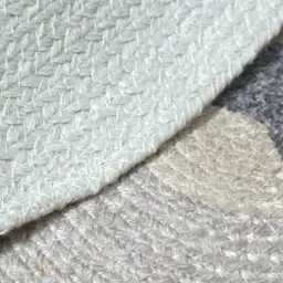 BELLA TRUE Grey & White Geometric Printed Round Water Resistant Cotton Dhurrie image 4