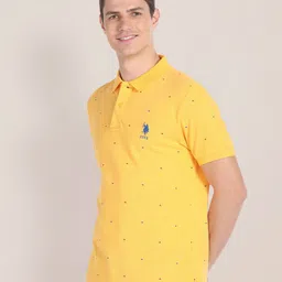 U.S. Polo Assn. Geometric Printed Pique Polo Collar Pure Cotton Slim Fit T-shirt image 3