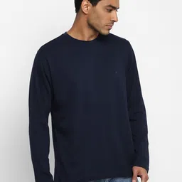 Turtle Men Navy Blue Pure Cotton Slim Fit T-shirt image 3