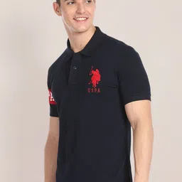 U.S. Polo Assn. Pique Half Sleeve Pure Cotton Slim Fit Polo T-shirt image 3