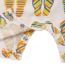 Nino Bambino Infant Boys Off-White & Orange Cotton Printed Sustainable Romper image 2