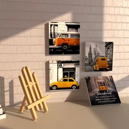 Art Street Kids Room Set of 4 Vintag Car Quote Strech Canvas Print With 1 Stand image 4