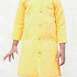 Fayon Kids Boys Ethnic Motifs Printed Regular Pure Cotton Kurta with Trousers image 3
