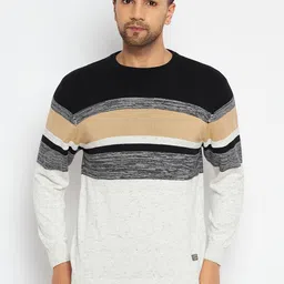 duke Men Striped Round Neck Multicolor Sweater-picture-19