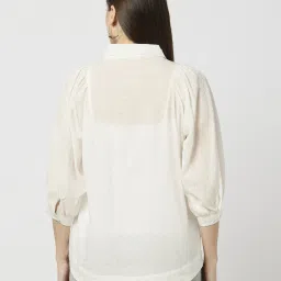 yousta Women Swiss Dot Regular Fit Shirt image 3