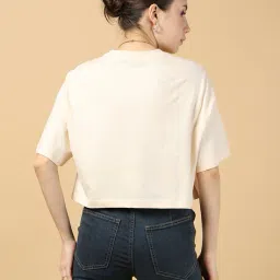 Shein Drop Shoulder Floral Front Print Crop Crew Tshirt image 3