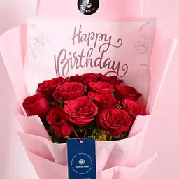 Floweraura Red 13 Pieces Fresh Live Roses With Teddy image 2