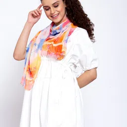 J Style Women Orange & Blue Printed Scarf image 3