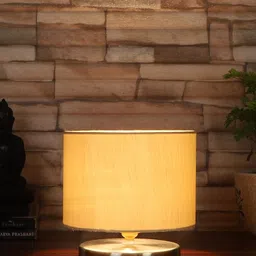 Devansh Off-White Steel Table Lamp With Cotton Shade image 2