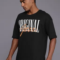 HRX by Hrithik Roshan Men Typography Printed Pure Cotton Oversized T-shirt image 3