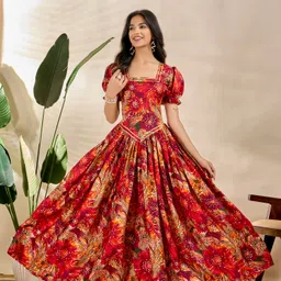 fancy flair Printed Crepe Stitched Anarkali Gown-picture-10