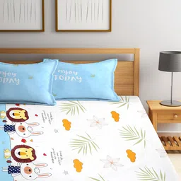 Arrabi Multicoloured Printed 300 TC Pack Of 2 King Bedsheet With Pillow Covers Set image 2