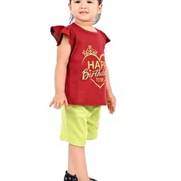 BAESD Girls Typographic Printed T-shirt with Shorts image 3