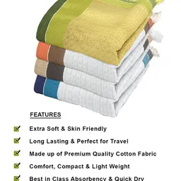 Athom Trendz Set Of 4 Woven-Design Pure Cotton 210 GSM Lightweight Bath Towels image 3