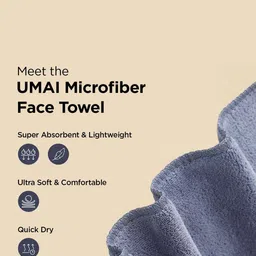 UMAI Grey 2 Pieces Super Absorbent 400 GSM Face Towels image 3