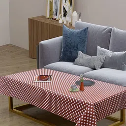 Dakshya Industries Brown & White Geometric Printed Waterproof 4-Seater Table Cover image 4