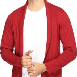 glito Men Asymmetric Full Sleeve Maroon Shrug-picture-10