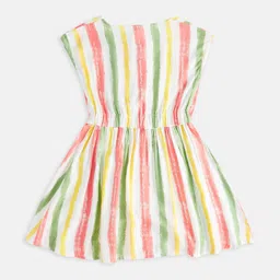 Pantaloons Junior Round Neck Extended Sleeve Striped Cotton Dress image 3