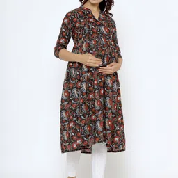 CRAFIQA  Floral Printed Floral Maternity & Nursing Cotton Kurta image 5