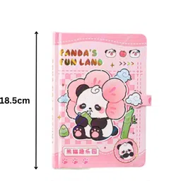 a r international Cute Panda Theme Hardbound Notebook | A6 Size | A6 Diary Fun Cartoon Cover with Lock | Ideal for Kids & School Use(Pack of 1) 224 Pages image 4