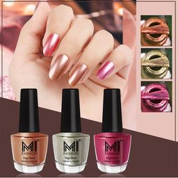 MI FASHION Set of 3 Vernis A Ongles High Shine Shimmer Nail Paints - 12ml Each-picture-23