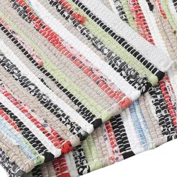 Oxolloxo White & Black Striped Woven Design Rectangle Floor Mats & Dhurries image 5