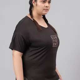 MKH Plus Size Typography Printed Relaxed Fit Dri-FIT Sports T-shirt image 4