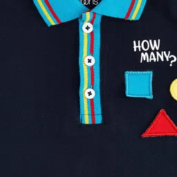 Pantaloons Baby Boys Navy Blue Polo Collar Pure Cotton Applique T-shirt image 2
