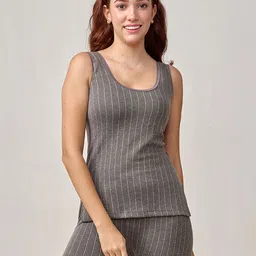 LUX INFERNO Charcoal Melange Slips Round Neck Women Top Thermal-picture-27