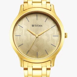 Titan Karishma Champagne Dial Gold Stainless Steel Strap Analog Watch - For Men NT1825YM03 image 3